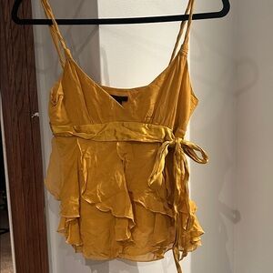 BCBGMaxAzria Mustard Ruffle Camisole